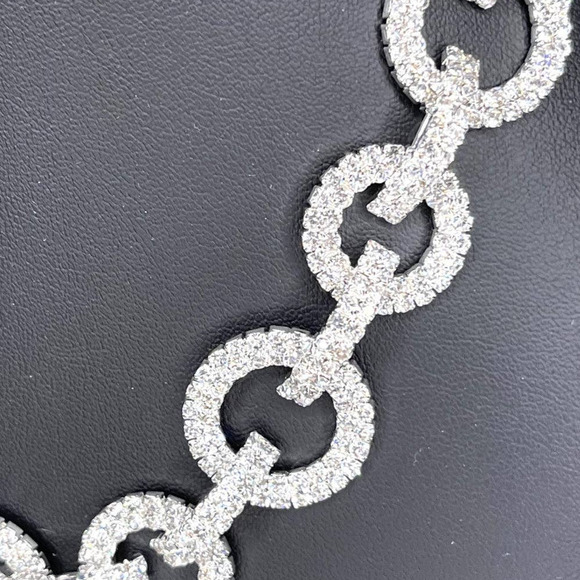 NEW Choker Necklace Clear Rhinestone Circle High End Jewelry M29 - Picture 4 of 7